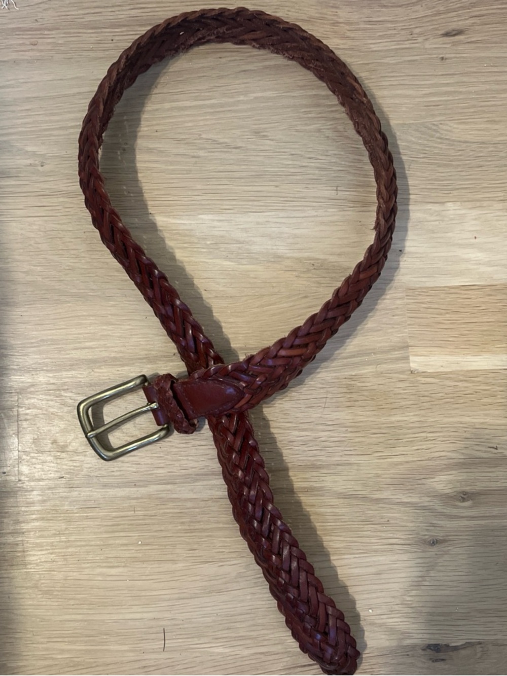 Braided Size 32 Genuine Leather Men's Belt in Deep Brown